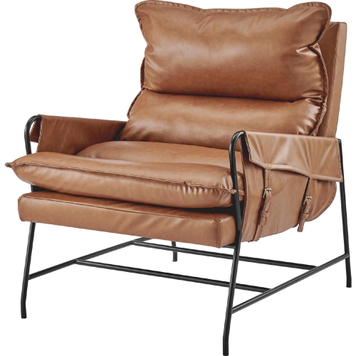 Thierry Accent Arm Chair in Vintage Cider Leatherette & Black Metal